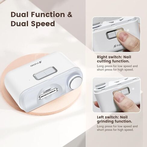 مقص أظافر كهربائي، 2 في 1 مقص أظافر أوتوماتيكي للقطع والطحن، ماكينة تشذيب أظافر كهربائية بسرعتين مع ضوء LED، مقص أظافر كهربائي للأطفال والبالغين وكبار السن in Kuwait