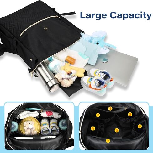 LANDICI Diaper Bag Backpack, Multifunction Waterproof Baby Diaper Bags with Changing Pad, Stroller Straps & 14 inch Laptop Compartment, Travel Essentials Stylish Back Pack for Mom Dad, Apricot in Kuwait