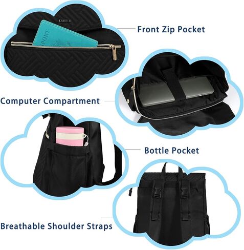 LANDICI Diaper Bag Backpack, Multifunction Waterproof Baby Diaper Bags with Changing Pad, Stroller Straps & 14 inch Laptop Compartment, Travel Essentials Stylish Back Pack for Mom Dad, Apricot in Kuwait