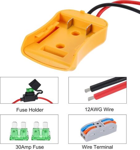 HARFINGTON Battery Adapter Converter for DIY Rc Car Truck Toys' 20V Battery, Battery Conversion Kit with 12AWG Wire, Wire Terminal, 1 Set 5pcs, Yellow in Saudi Arabia