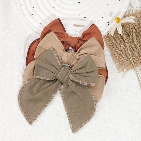6PCS Christmas Hair Bows Linen Fable Bows for Toddlers Girls Large Bows Hair Clips Handmade Christmas Hair Accessories for Toddlers Little Girls in Kuwait