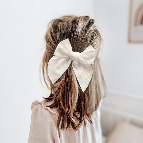 6PCS Christmas Hair Bows Linen Fable Bows for Toddlers Girls Large Bows Hair Clips Handmade Christmas Hair Accessories for Toddlers Little Girls in Kuwait