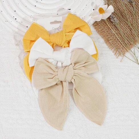 6PCS Christmas Hair Bows Linen Fable Bows for Toddlers Girls Large Bows Hair Clips Handmade Christmas Hair Accessories for Toddlers Little Girls in Kuwait