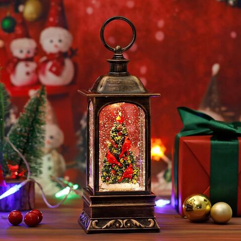 Christmas Snow Globe Snowman, 11 Inch Musical Snow Globe Lantern, 6H Timer Lighted Christmas Snow Lantern, USB and Battery Operated Lantern for Home Decor, Christmas Decoration. in Saudi Arabia