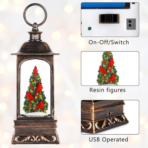 Christmas Snow Globe Snowman, 11 Inch Musical Snow Globe Lantern, 6H Timer Lighted Christmas Snow Lantern, USB and Battery Operated Lantern for Home Decor, Christmas Decoration. in Saudi Arabia