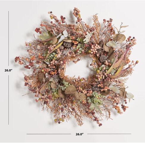 SAFAVIEH Home Collection 24-inch Decorative Artificial Pine Wreath with Pine Cones & Blueberries (Fully Assembled) in Kuwait