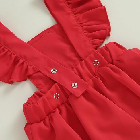 Madjtlqy Toddler Baby Girl Christmas Outfit Striped Long Sleeve Tops and Santa Suspender Skirt Set in Kuwait