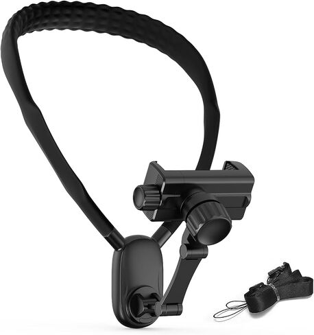 Neck Phone Holder for Recording, Hands Free Phone Holder for Action Camera & Phone, Flexible Phone Chest Mount for iPhone 15 14 13 12 Seires， Android Phones and Action Cameras-Gray in Saudi Arabia