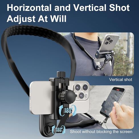 Neck Phone Holder for Recording, Hands Free Phone Holder for Action Camera & Phone, Flexible Phone Chest Mount for iPhone 15 14 13 12 Seires， Android Phones and Action Cameras-Gray in Saudi Arabia