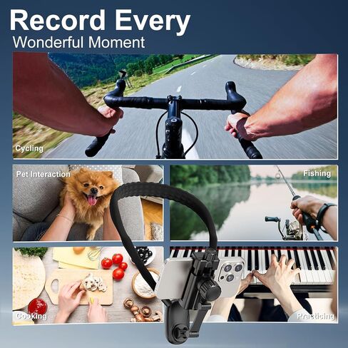 Neck Phone Holder for Recording, Hands Free Phone Holder for Action Camera & Phone, Flexible Phone Chest Mount for iPhone 15 14 13 12 Seires， Android Phones and Action Cameras-Gray in Saudi Arabia