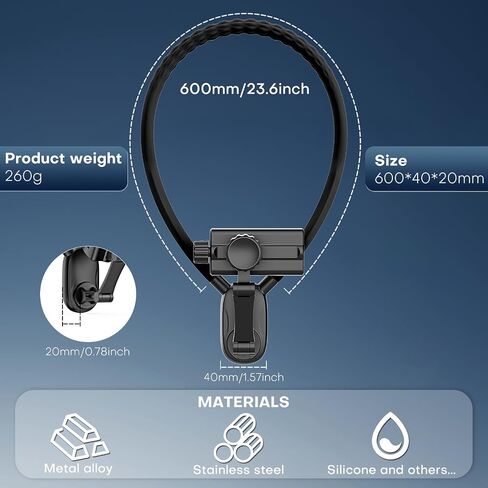Neck Phone Holder for Recording, Hands Free Phone Holder for Action Camera & Phone, Flexible Phone Chest Mount for iPhone 15 14 13 12 Seires， Android Phones and Action Cameras-Gray in Saudi Arabia