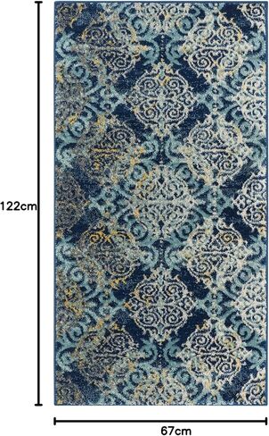 سجادة منطقة SAFAVIEH Evoc Collection - مستديرة 3 بوصات، رمادي وعاجي، تصميم ميدالية دمشقية، لا تتساقط وسهلة العناية، مثالية للمناطق ذات الحركة المرورية العالية في غرفة المعيشة وغرفة النوم (EVK230D) in Saudi Arabia