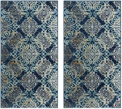 سجادة منطقة SAFAVIEH Evoc Collection - مستديرة 3 بوصات، رمادي وعاجي، تصميم ميدالية دمشقية، لا تتساقط وسهلة العناية، مثالية للمناطق ذات الحركة المرورية العالية في غرفة المعيشة وغرفة النوم (EVK230D) in Saudi Arabia