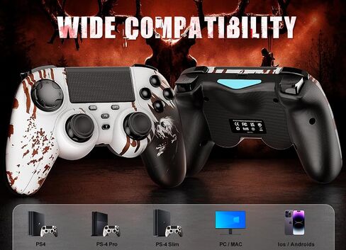 Gamrombo Wireless Controller Compatible with PS4/Slim/Pro with 1000mAh Battery, Touch Pad, Dual Vibration/6-Axis Motion Sensor, 3.5mm Audio Jack/Turbo in Kuwait