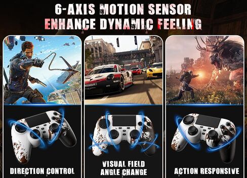 Gamrombo Wireless Controller Compatible with PS4/Slim/Pro with 1000mAh Battery, Touch Pad, Dual Vibration/6-Axis Motion Sensor, 3.5mm Audio Jack/Turbo in Kuwait