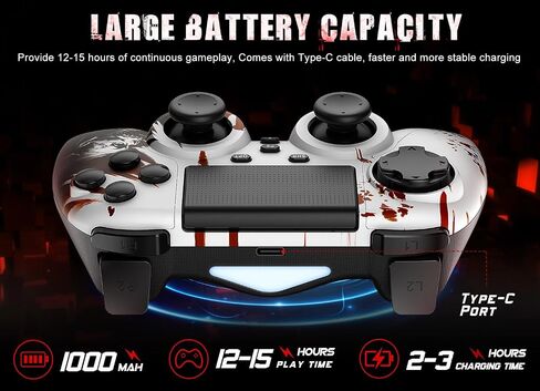 Gamrombo Wireless Controller Compatible with PS4/Slim/Pro with 1000mAh Battery, Touch Pad, Dual Vibration/6-Axis Motion Sensor, 3.5mm Audio Jack/Turbo in Kuwait