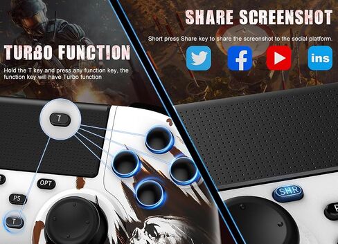 Gamrombo Wireless Controller Compatible with PS4/Slim/Pro with 1000mAh Battery, Touch Pad, Dual Vibration/6-Axis Motion Sensor, 3.5mm Audio Jack/Turbo in Kuwait