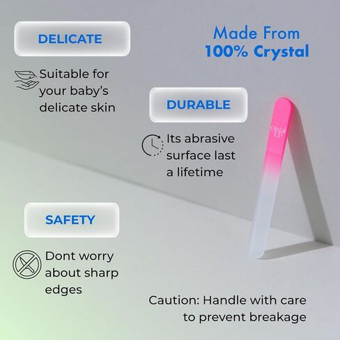 Cristal UP Crystal Baby Nail File 2 in, Gentle and Safe for Delicate Nails Glass File, Hygienic and Durable, Perfect for Newborns and Infants, Ideal for Stress Free Nail Trimming in Saudi Arabia