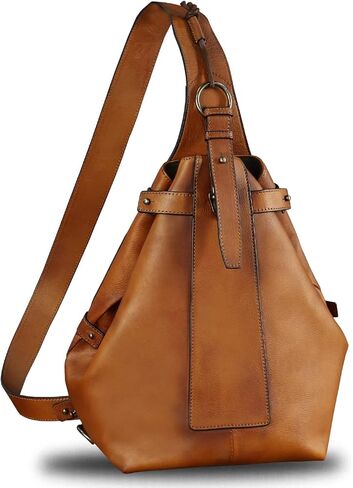 Genuine Leather Sling Bag for Men and Women Large Real Leather Sling Backpack Shoulder Crossbody Bag Chest Bags in Saudi Arabia