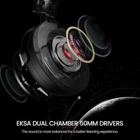EKSA StarEngine S PC Gaming Headset-Stereo Surround Sound for PS4 PS5 Xbox One Xbox Series X/S, Over Ear Headphones with Noise Cancelling Mic, 50mm Drivers, 3.5mm Wired Headphones for Computer in Saudi Arabia