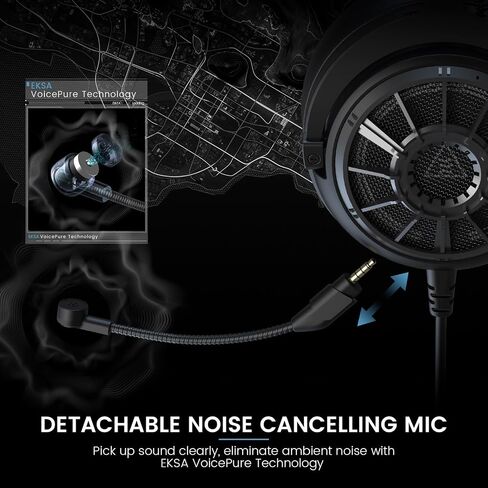 EKSA StarEngine S PC Gaming Headset-Stereo Surround Sound for PS4 PS5 Xbox One Xbox Series X/S, Over Ear Headphones with Noise Cancelling Mic, 50mm Drivers, 3.5mm Wired Headphones for Computer in Saudi Arabia