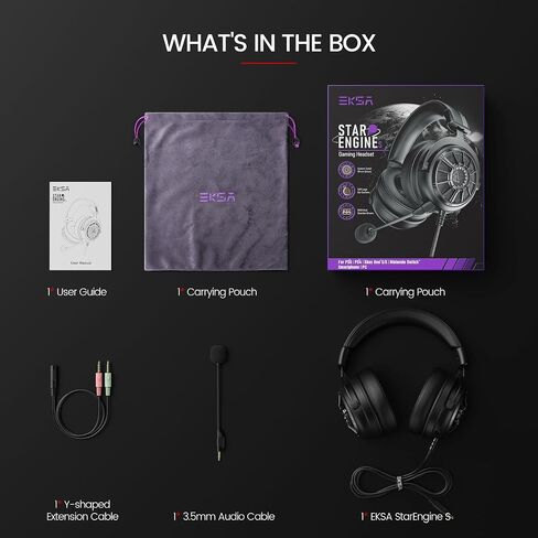 EKSA StarEngine S PC Gaming Headset-Stereo Surround Sound for PS4 PS5 Xbox One Xbox Series X/S, Over Ear Headphones with Noise Cancelling Mic, 50mm Drivers, 3.5mm Wired Headphones for Computer in Saudi Arabia