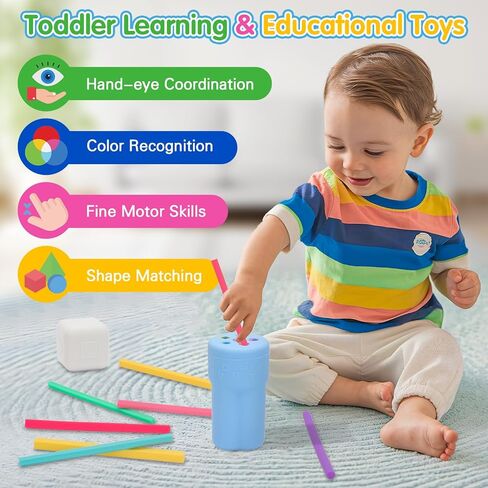 Montessorii Toys Silicone Color Sorting Toys for 2 3 Year Old Educational & Learning Sensory Fidget Toys for Toddlers Girls Boys Birthday Gifts (Blue, Large) in Kuwait