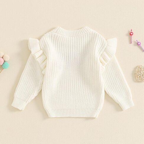 Baby Girl Birthday Sweater Long Sleeve Ruffle Knitted Sweaters Pullover Sweatshirt Knitwear Winter Warm Clothes in Saudi Arabia
