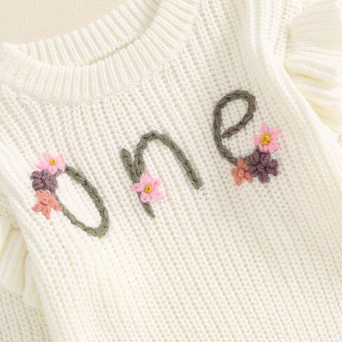 Baby Girl Birthday Sweater Long Sleeve Ruffle Knitted Sweaters Pullover Sweatshirt Knitwear Winter Warm Clothes in Saudi Arabia