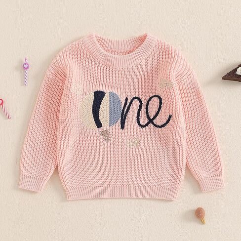 Baby Girl Birthday Sweater Long Sleeve Ruffle Knitted Sweaters Pullover Sweatshirt Knitwear Winter Warm Clothes in Saudi Arabia