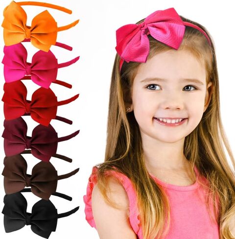 Baby Girls Infant Hair Bow Headband Cute Toddlers Teens Kids Grosgrain Ribbon Hairband Hair Accessories (Red, One Size) in Saudi Arabia
