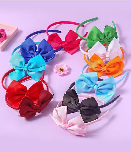 Baby Girls Infant Hair Bow Headband Cute Toddlers Teens Kids Grosgrain Ribbon Hairband Hair Accessories (Red, One Size) in Saudi Arabia