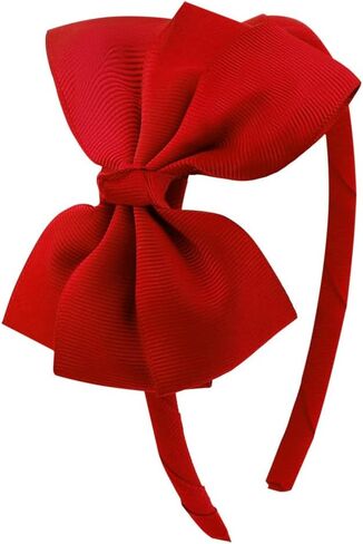 Baby Girls Infant Hair Bow Headband Cute Toddlers Teens Kids Grosgrain Ribbon Hairband Hair Accessories (Red, One Size) in Saudi Arabia