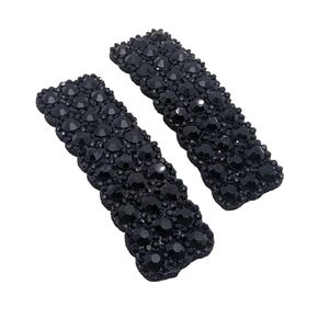 2Pcs Black Rhinestones Snap Hair Clips for Women Girls Rectangular Hairpins Korean Barrettes Hair Accessories, Clips and Barrettes, Baby Girls' Hair Clips