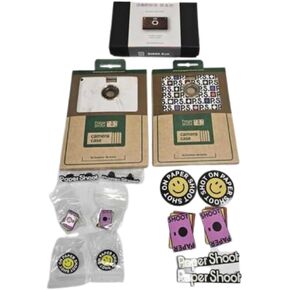 Paper Shoot Camera Case - Disco Cam Black, PS by PaperShoot White, Bianco Rose + 6 Stickers & 6 Enamel Pins, Stylish Protective Case for PaperShoot Cameras, Unique Design