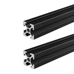 2 Pack 2020 V Slot Black Aluminum Extrusion 18.11 inch / 460mm Length, Extruded Aluminum 20mm x 20mm 20 Series V Type Profiles Anodized European Standard Linear Rail Frame 2Pcs