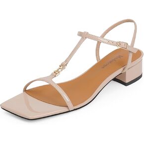 Modatope T-Strap Heels for Women, with Square Open Toe and Chunky Low Heel Design