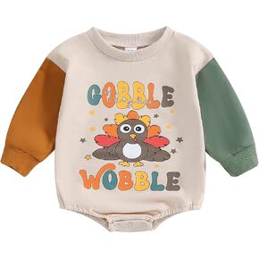 Baby First Thanksgiving Clothes Newborn Boy Girl Turkey Print Sweatshirt Romper Infant Fall Sweatshirts Top