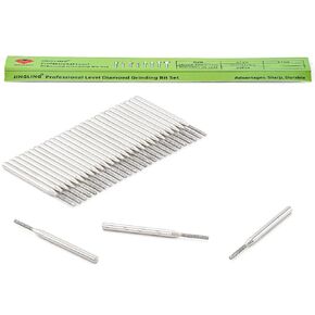 JINGLING 1.5mm Diamond Drill Bits for Stone Ceramic Glass 1/8" Shank Lapidary Supplies Kit Jewelry Making Tool for Dremel Pack of 30Pcs