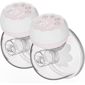 Hands-Free Breast Pump Wearable, Double Wearable Breast Pump Portable Hands Free, Wearable Pumps for Breastfeeding,3 Modes 9 Levels of Comfortable Suction, 2 Pack (Red)