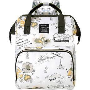 24L Cute Diaper Bag Backpack Mommy Bag, Large Capacity Diaper Backpack Fashionable Multi-functional Painting Backpack, Travel Essentials Baby Tote, Stroller Straps & Pacifier Case - Unisex