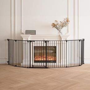 150" Extra Wide Baby Gate, Play Yard Child Safety Gate, Dog Gates with Auto-Close Door, Double Locking System for The House Doorways, Fireplace, Kitchen, 6-Panels, 29" Tall