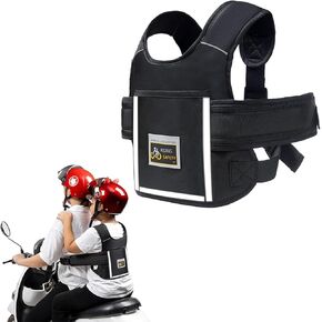 Child Motorcycle Safety Harness Reflective Strip, Reflective Child Motorcycle Harness Adjustable, Safety Harness For Kids & Toddlers Aged 3-12 Years - Black