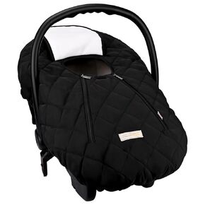 Bebamour Baby Car Seat Cover for Summer Lightweight Car Seat Cover for Boys Girls Breathable Infant Car Seat Cover Canopy (New Black)