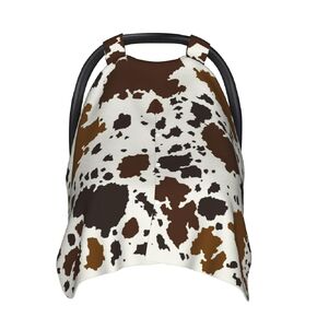 Western Cow Print Baby Car Seat Cover for Baby, Nursing Cover for Mom, Cow Baby Stuff for Boys Girls (Brown Cow)