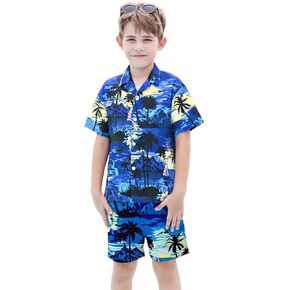 SANGTREE Boys & Men Formal Hawaiian Outfit, Shirt + Pants, 3 Months - 4X-Large