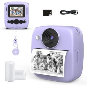 Instant Print Camera for Kids,Christmas Birthday Gifts for Girls Boys,1080P Digital Video Instant Camera for Kids,2.0 Inch Screen Kids Instant Cameras(Purple)