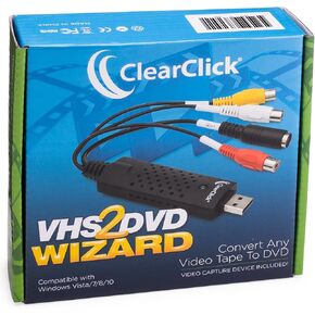 معالج ClearClick VHS إلى DVD مع أداة التقاط فيديو USB ودعم فني مجاني في الولايات المتحدة الأمريكية