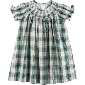 Lil cactus Baby and Girls Christmas Smocked Bishop Dress