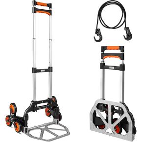 Stair Climbing Hand Truck 440lb，Heavy Duty Dolly Cart for Stairs，Thickened Upgraded Steel Tube Folding Stair Climbing Trolley with Six Wheels and Telescoping Handle